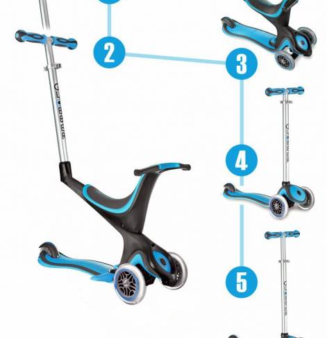 GLOBBER EVO 5 in 1 с 3 светящимися колесами Sky Blue 