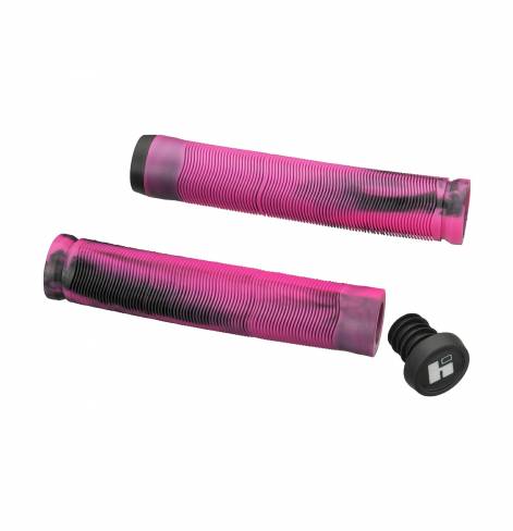 Грипсы HIPE H4 Duo, 155 мм черный/розовый с барендами в комплекте