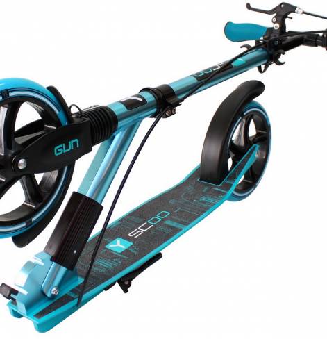 Самокат Y-SCOO GUN 205 aqua с ручным тормозом 